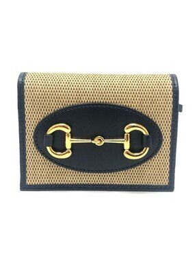 Gucci Bifold Wallet Horsebit Canvas Leather Brown
